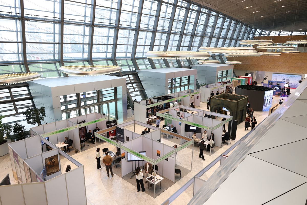 Exhibition hall floor at a large international trade fair