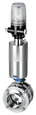 Sanitary pneumatic butterfly valve with actuator and tri-clamp connection